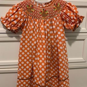 Smocked thanksgiving turkey dress